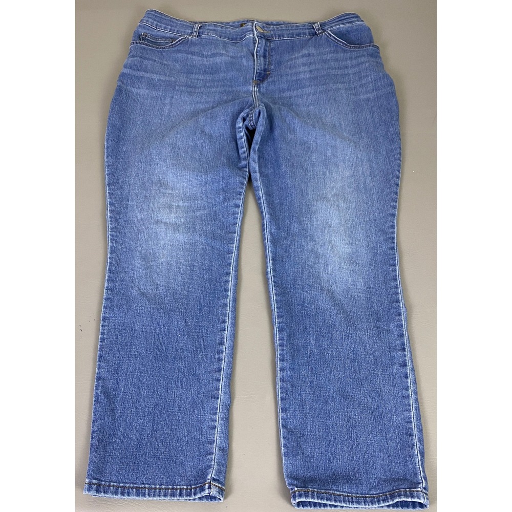 Lee Jeans Women's‎ Plus Size 20W Straight Leg Mid Rise Blue Medium Wash Denim